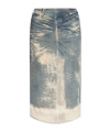 Diesel Midi Skirt In Floating Devoré Denim In Gray