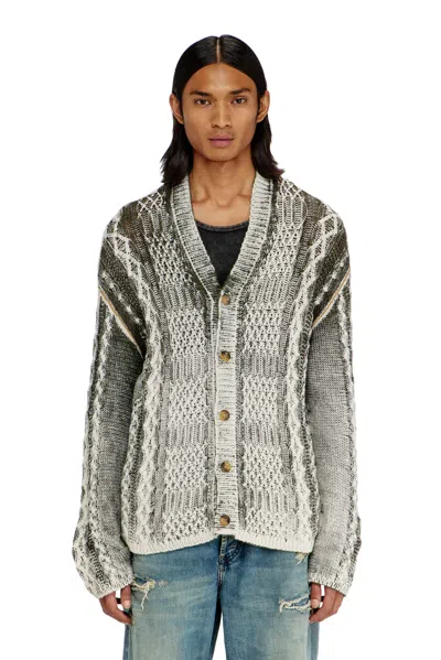 Diesel Treated Cable-knit Cardigan In Multi