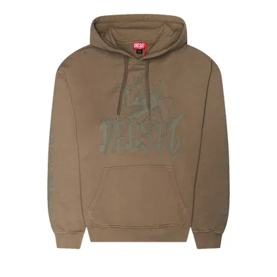 Pre-owned Diesel Treated Cotton Logo Print Hoodie 'brown' | Men's Size M