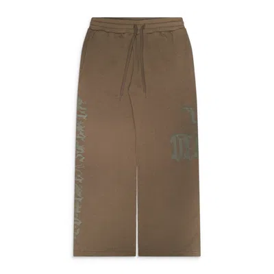 Diesel Treated Cotton Wide Leg Sweatpants Brown In Xs