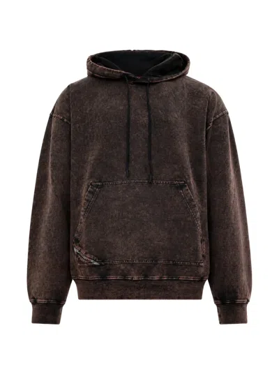 Diesel Dark Brown Stone-washed Oversized Cotton Hoodie