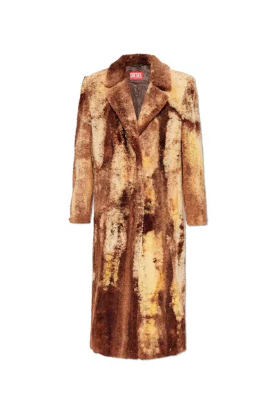 Diesel Treated Teddy Fleece Long Coat In Multi