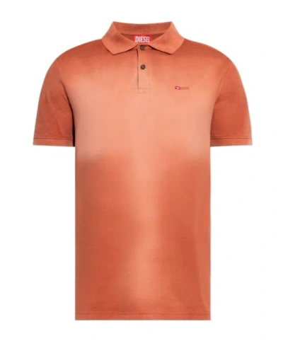 Diesel T-rejust-r3 Logo-embroidered Polo Shirt In Orange