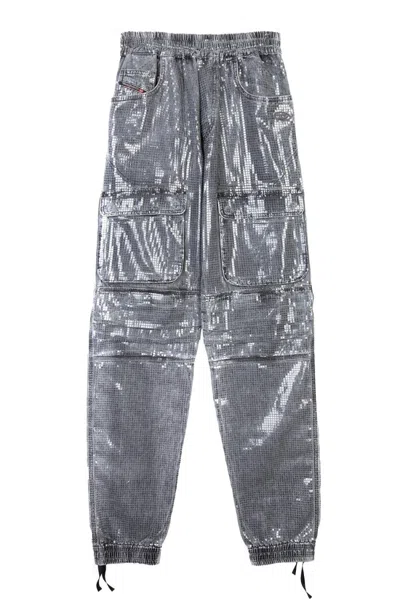 DIESEL DIESEL CARGO JEANS WITH REFLECTIVE FINISH AND UTILITY POCKETS