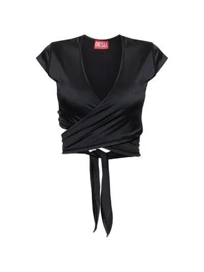 Diesel T-reno Wrap-style Cropped Top In Black