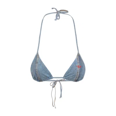 Diesel Tatiana Triangle Halter Neck Denim Bikini Bra In Blue