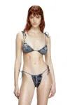Diesel Triangle Bikini Top With Denim Trompe L'oeil In Blue