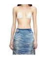 Diesel Triangle Top In Jacquard Denim With Floating Threads In White