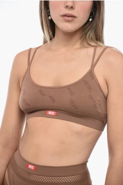 Diesel Trilly Bra With Embrodered Logo In Brown