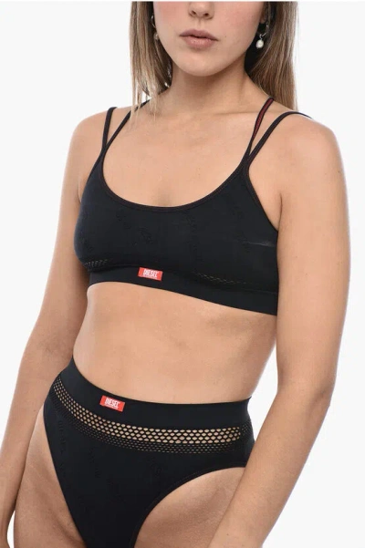Diesel Trilly Bra With Embrodered Logo In Black