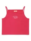 Diesel Sleeveless Top With Rhinestone Oval D Logo In Pink