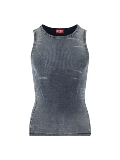 Diesel Trompe-l'ail Denim Tank Top In Blue