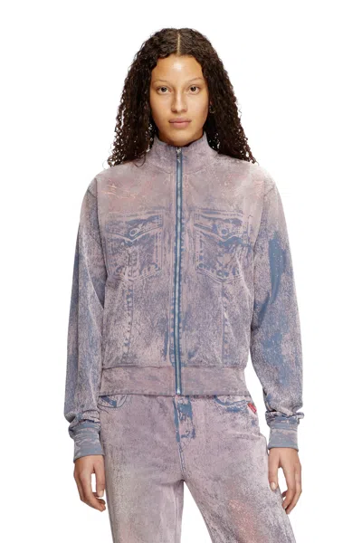 Diesel Trompe L'oeil Flocked Zip-up Sweatshirt In Multicolor