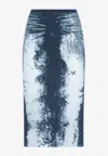 Diesel Blue Midi Skirt In Devor Metallic Knit In Blue