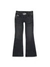 Diesel Black Bootcut Jeans With Buckle In Black