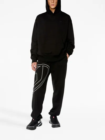Diesel Cotton Trousers With Graphic Detail And Fit In Black