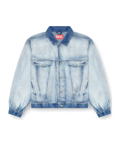 Diesel Trucker Jacket In Medium-light Skeleton Denim In Blue
