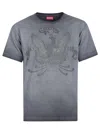 Diesel T-shirt With Phoenix Devoré In Blue