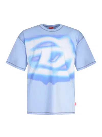 Diesel Relaxed T-shirt With Water-effect Print In Blue