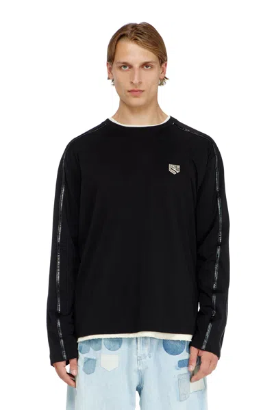 Diesel Long-sleeve T-shirt With Tonal Trims In Black