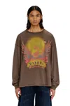Diesel Long Sleeve T-shirt With Phoenix Graphic In Brown