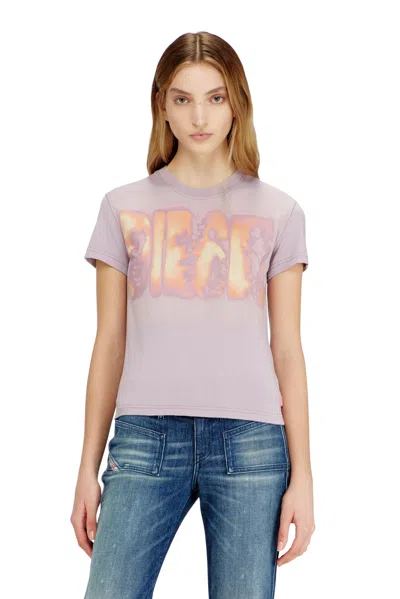 Diesel Slim Jersey T-shirt With Graphic Print In Purple