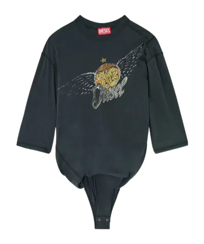 Diesel T-shirt Bodysuit With Concert Graphics In Blue
