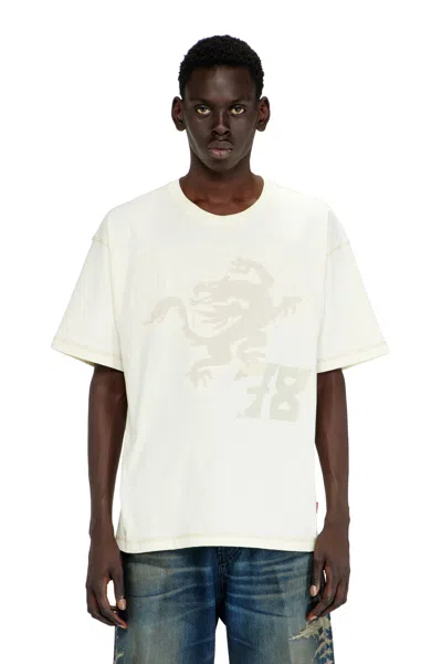 Diesel Relaxed T-shirt With Prints And Embroderies In Neutral