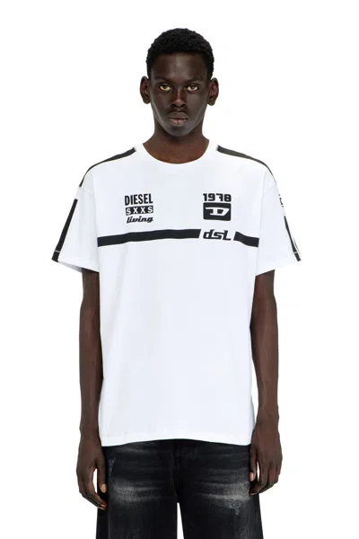 Diesel Cotton T-shirt With Contrast Graphic Prints In Multi