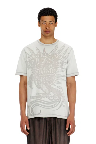 Diesel Jersey T-shirt With Embossed Graphic In Gray