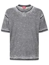 Diesel 't-boxt' Grey Crewneck T-shirt With Contrasting Stitching And Oval D Logo Plaque On The Front In Grey