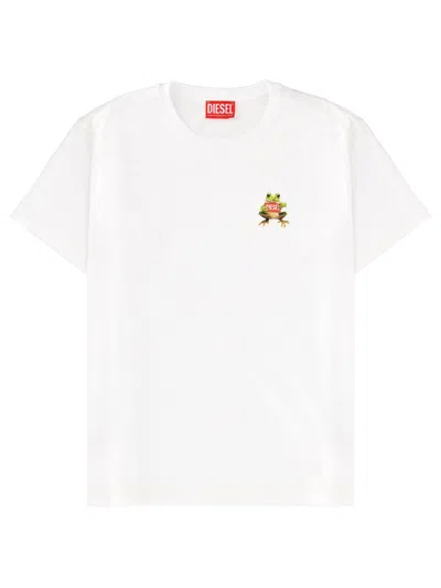 Diesel T-shirt In Cotone Con Stampa Logo In White