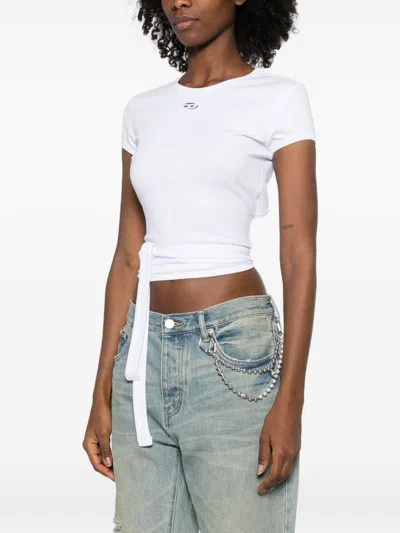Diesel Stretch Cotton T-shirt With Oval D Logo In White