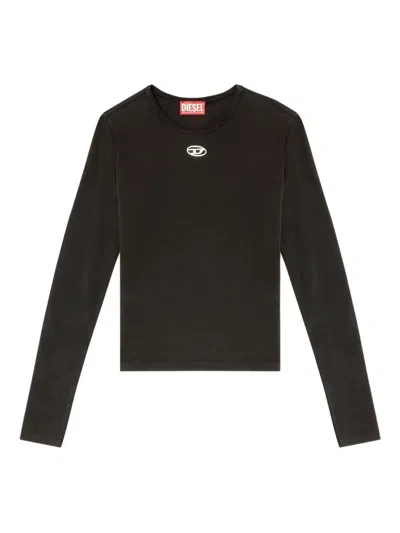 Diesel T-uncutieslong-ls-od T-shirt With Oval D Logo In Brown