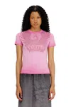 Diesel Slim T-shirt With Dévoré Phoenix In Pink