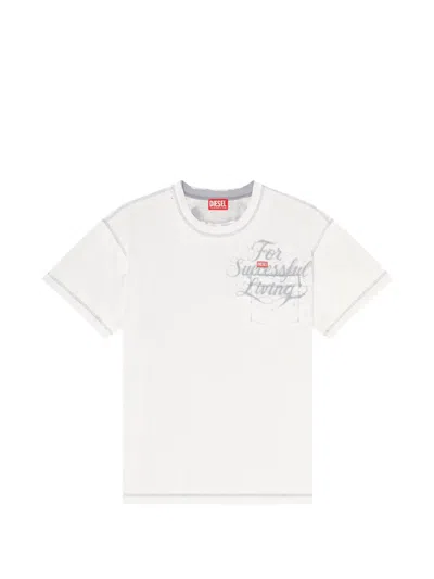 Diesel T-norm-pocket-aa1 Graphic Printed T-shirt In White