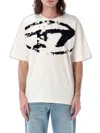 Diesel T-shirt With Distressed Flock Print In Neutral