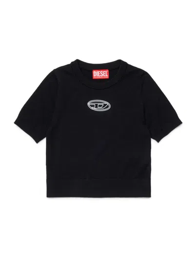 Diesel Mini Graphic Tee For Boys In Black
