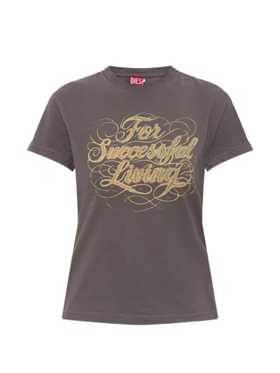 Diesel T-shirt With Logo Print In Brown