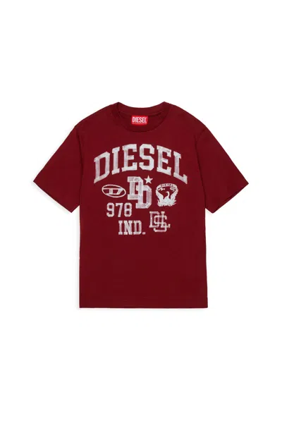 Diesel Kids' T-shirt With Logo In Burgundy