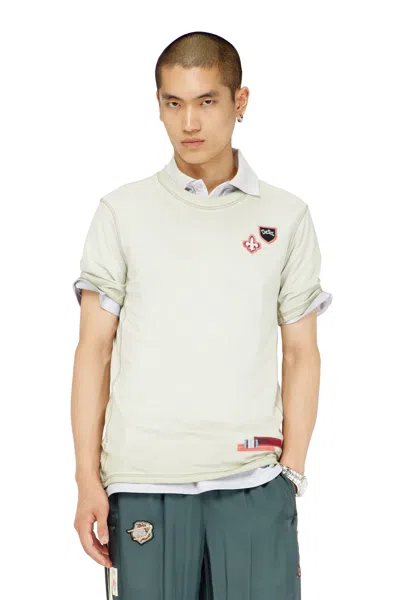Diesel T-shirt With Patches And Microwaffle Sides In Neutral