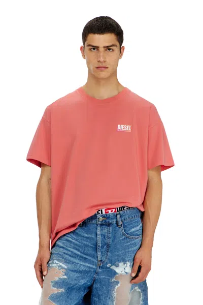 Diesel T-shirt With Transparent Back Logo In Pink