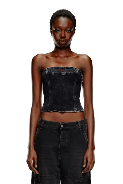 Diesel Tube Top In Comfort Denim In Black