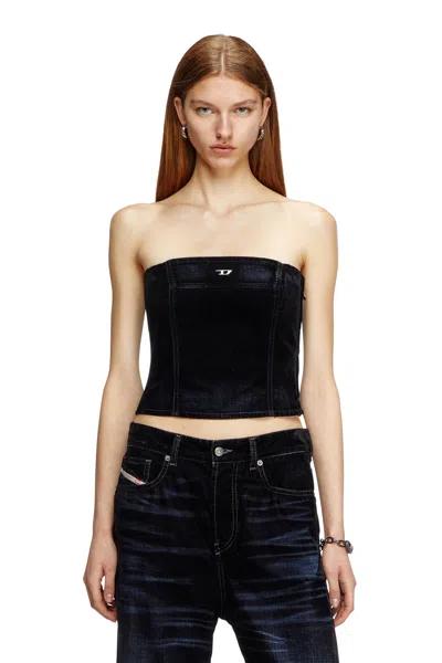 Diesel Tube Top In Velvety Denim In Blue