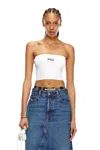 Diesel Ribbed Tube Top With Stylish Logo Plaque In White