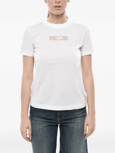 Diesel Tulle-detail Logo-patch T-shirt In White