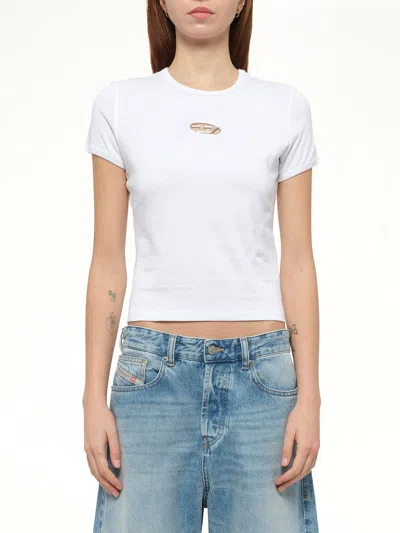 Diesel Short-sleeve Jumper In Wool In White