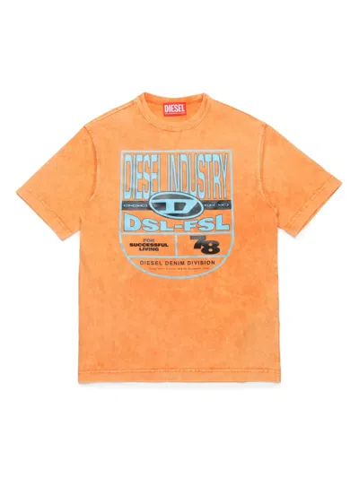 Diesel Kids' Twashn1 Over T-shirt In Orange