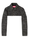 Diesel Tweed-texture Cropped Jacket In Black
