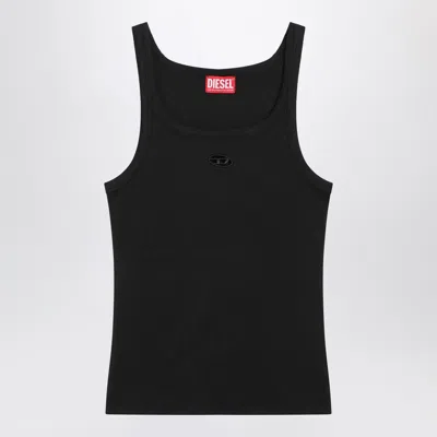 Diesel T-wife Black Tank Top With Laser-cut Oval D Women